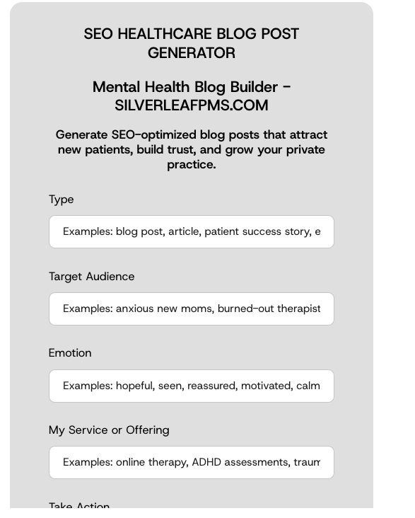 AI Powered Blog Writer Tool - SILVERLEAFPMS